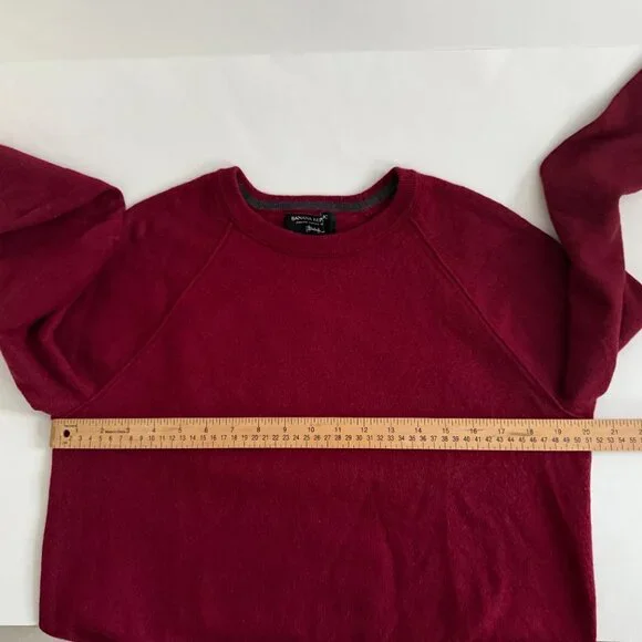 Banana Republic Men's Baruffa Italian Merino Wool Red Crew Sweater Sze XL Shrunk - Picture 7 of 10